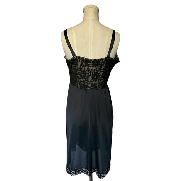 Vintage Komar Lingerie Black Lace Slip Dress Goth Fairy Whimsygoth 36 Medium - Picture 4 of 5
